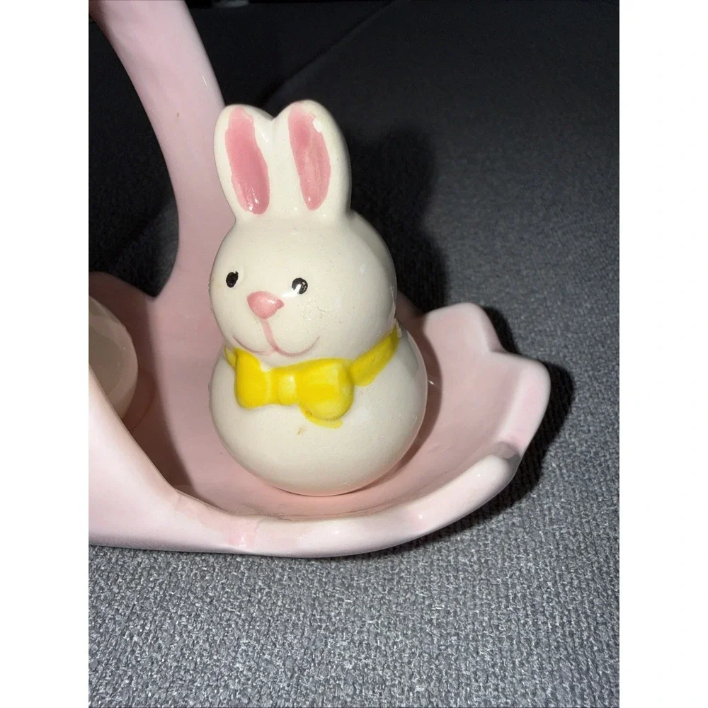 Bunny Salt‎ & Pepper Shakers with Basket Holder